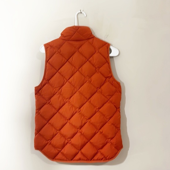 J.Crew Rust Orange Quilted Down filled vest zip pockets women size XS - Picture 5 of 8